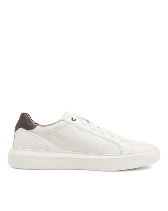 GEOX Shoes, Men's U Deiven White Dark Brown Leather Shoes GEOX Shoes, Men's U Deiven White Dark Brown Leather Shoes