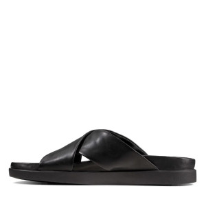 Clarks Slipper, Black Leather Sandals Shoes