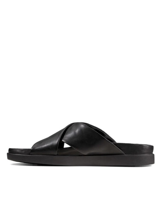 Clarks Slipper, Black Leather Sandals Shoes Clarks Slipper, Black Leather Sandals Shoes