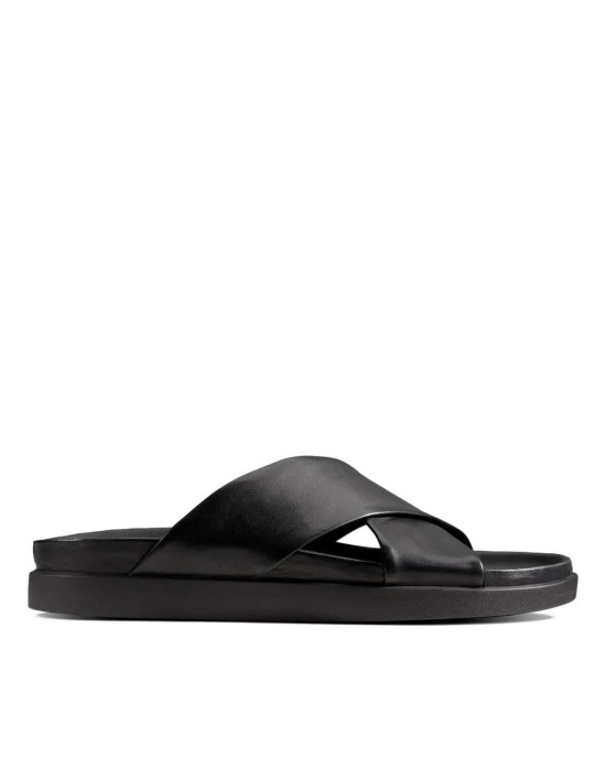 Clarks Slipper, Black Leather Sandals Shoes Clarks Slipper, Black Leather Sandals Shoes