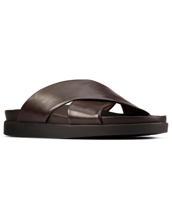 Clarks Slipper, Dark Brown Leather Sandals Shoes Clarks Slipper, Dark Brown Leather Sandals Shoes