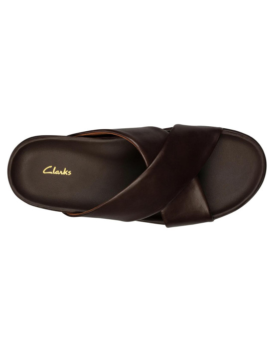 Clarks Slipper, Dark Brown Leather Sandals Shoes Clarks Slipper, Dark Brown Leather Sandals Shoes