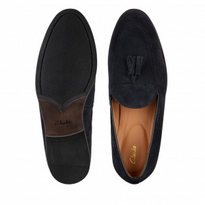 Clarks Shoes, Citistrideslip Navy Suede Shoes For Men's