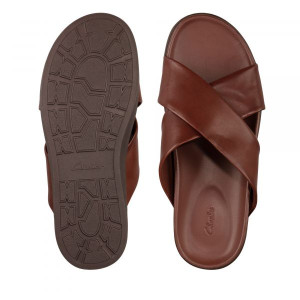 Clarks Slipper, Brown Leather British Tan Lea Slipper
