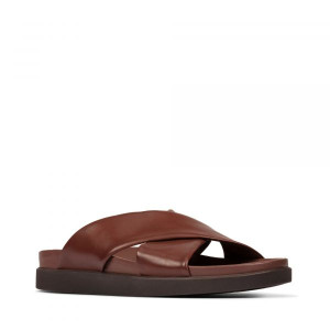 Clarks Slipper, Brown Leather British Tan Lea Slipper