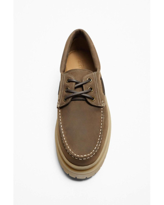 ZARA Shoes, Classic with Khaki Color Suede Leather ZARA Shoes, Classic with Khaki Color Suede Leather