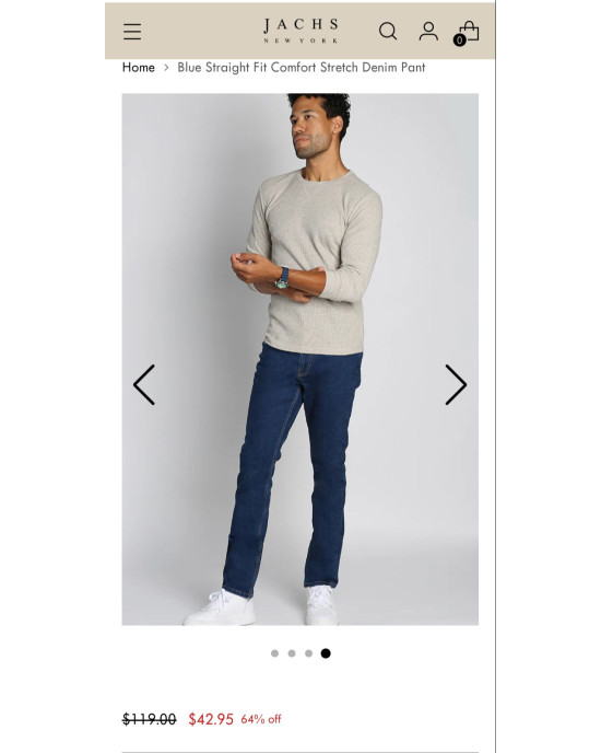 Jachs New York Jeans, Blue Straight Fit Comfort Stretch Denim Pant
