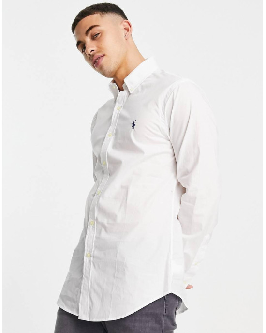Polo Ralph Lauren Shirt, icon logo button down pique shirt in White Polo Ralph Lauren Shirt, icon logo button down pique shirt in White