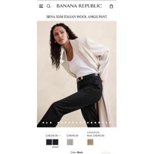 Banana Republic Pants, SIENA SLIM ITALIAN WOOL ANKLE PANT For Women's