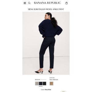 Banana Republic Pants, SIENA SLIM ITALIAN WOOL ANKLE PANT For Women's