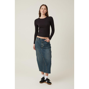COTTON ON Top, Organic Rib Crew Long Sleeve Top For Women's