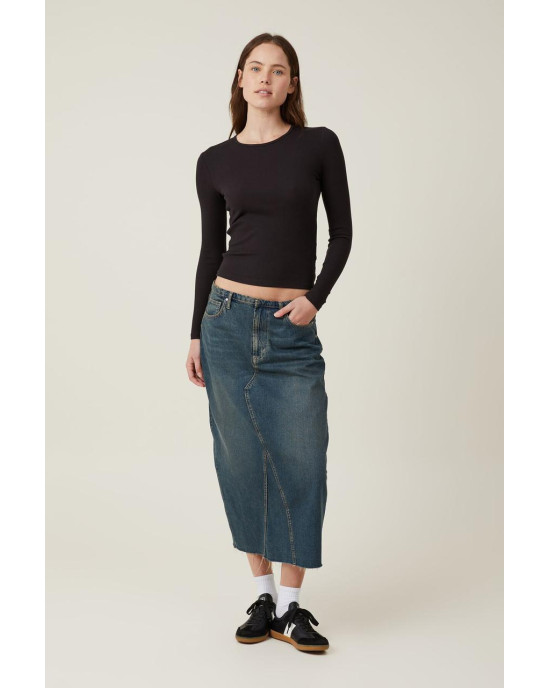COTTON ON Top, Organic Rib Crew Long Sleeve Top For Women's COTTON ON Top, Organic Rib Crew Long Sleeve Top For Women's