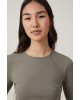 COTTON ON Top, Organic Rib Crew Long Sleeve Top For Women's COTTON ON Top, Organic Rib Crew Long Sleeve Top For Women's