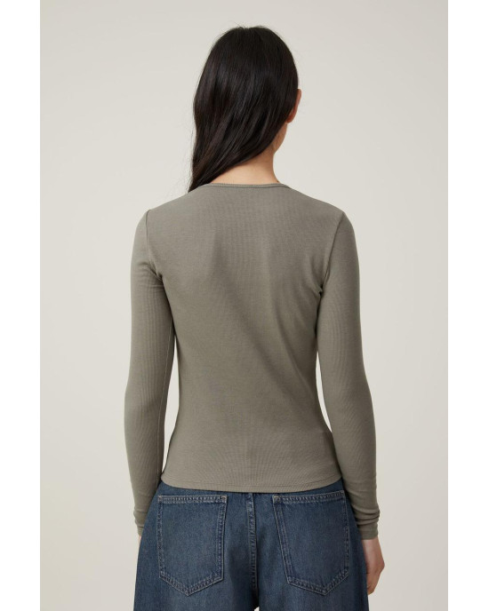 COTTON ON Top, Organic Rib Crew Long Sleeve Top For Women's COTTON ON Top, Organic Rib Crew Long Sleeve Top For Women's