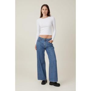 COTTON ON Top, Organic Rib Crew Long Sleeve Top For Women's