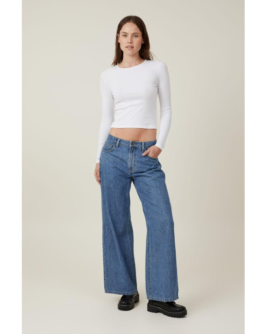 COTTON ON Top, Organic Rib Crew Long Sleeve Top For Women's COTTON ON Top, Organic Rib Crew Long Sleeve Top For Women's