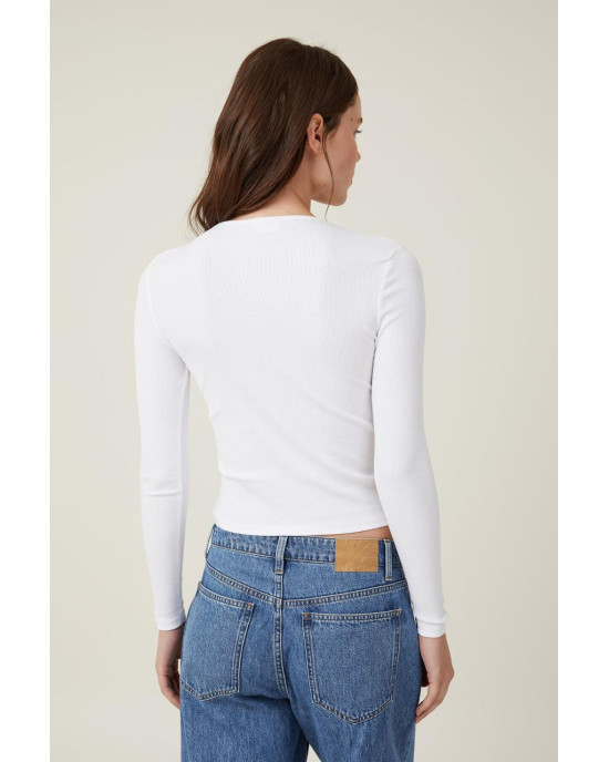 COTTON ON Top, Organic Rib Crew Long Sleeve Top For Women's COTTON ON Top, Organic Rib Crew Long Sleeve Top For Women's