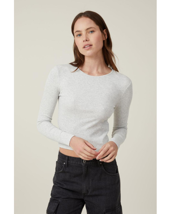 COTTON ON Top, Organic Rib Crew Long Sleeve Top For Women's COTTON ON Top, Organic Rib Crew Long Sleeve Top For Women's