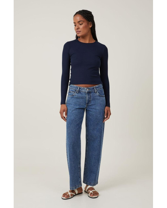 COTTON ON Top, Organic Rib Crew Long Sleeve Top For Women's COTTON ON Top, Organic Rib Crew Long Sleeve Top For Women's