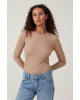 COTTON ON Top, Organic Rib Crew Long Sleeve Top For Women's COTTON ON Top, Organic Rib Crew Long Sleeve Top For Women's