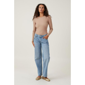 COTTON ON Top, Organic Rib Crew Long Sleeve Top For Women's