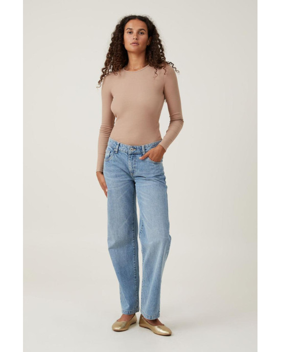 COTTON ON Top, Organic Rib Crew Long Sleeve Top For Women's COTTON ON Top, Organic Rib Crew Long Sleeve Top For Women's