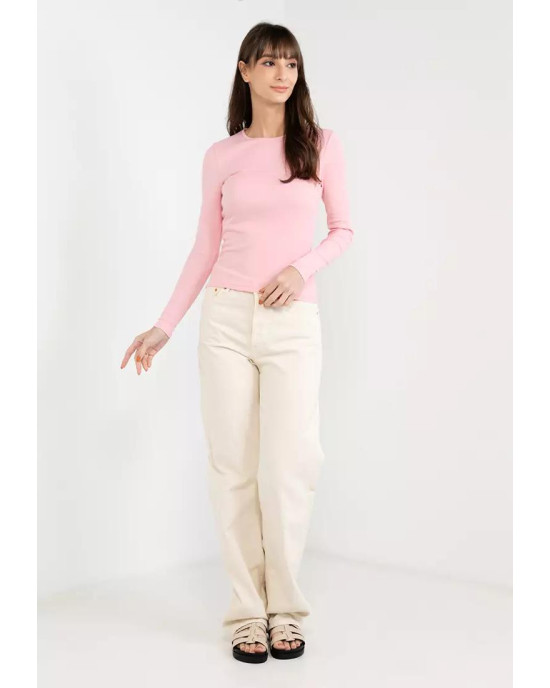 COTTON ON Top, Organic Rib Crew Long Sleeve Top For Women's COTTON ON Top, Organic Rib Crew Long Sleeve Top For Women's