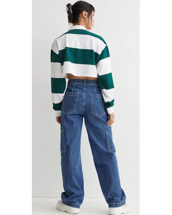 H&M Shirt, Cropped Rugby Women Shirt H&M Shirt, Cropped Rugby Women Shirt