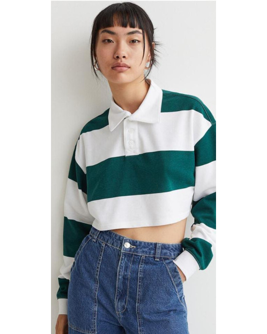H&M Shirt, Cropped Rugby Women Shirt H&M Shirt, Cropped Rugby Women Shirt