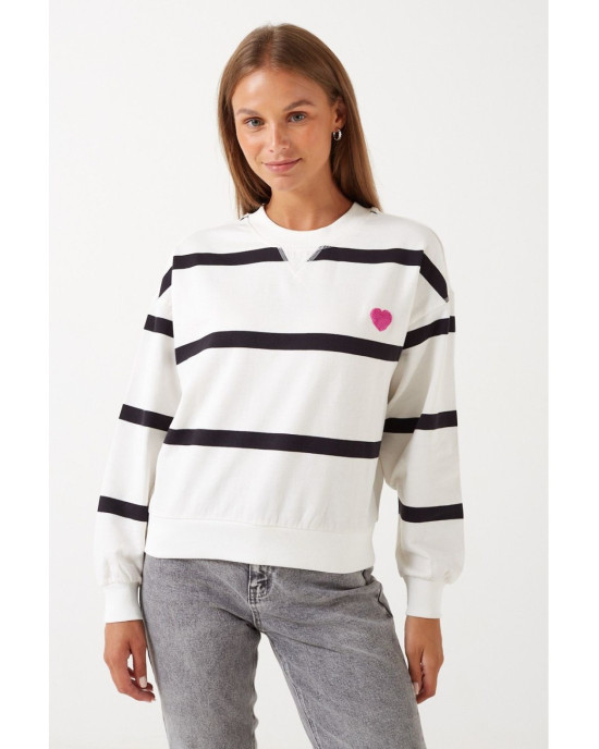 ONLY sweatshirt , Oversized striped sweatshirt For Women's ONLY sweatshirt , Oversized striped sweatshirt For Women's