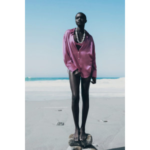 ZARA Shirt, Pink Satin Shirt For Women's