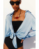 ZARA Shirt, Blue Satin Shirt For Women's