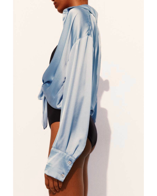 ZARA Shirt, Blue Satin Shirt For Women's