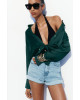 ZARA Shirt, Long Sleeve green Satin Shirt ZARA Shirt, Long Sleeve green Satin Shirt