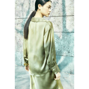 ZARA Shirt, Green Satin Shirt For Women's