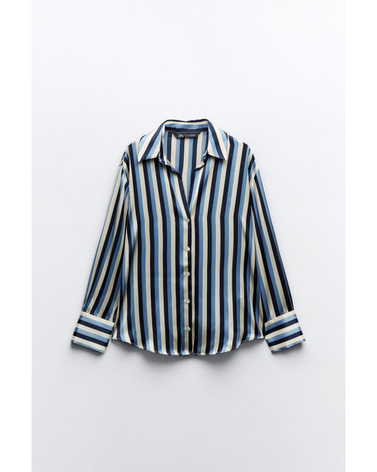 ZARA Shirt, Long Sleeve striped Satin Shirt ZARA Shirt, Long Sleeve striped Satin Shirt
