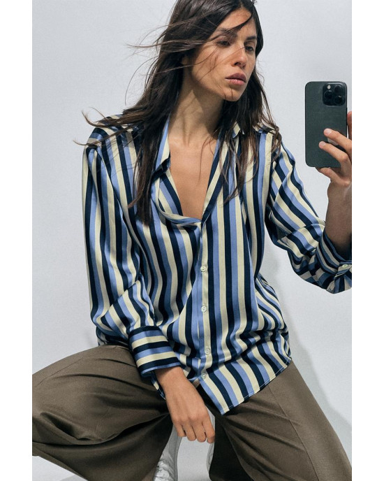 ZARA Shirt, Long Sleeve striped Satin Shirt ZARA Shirt, Long Sleeve striped Satin Shirt
