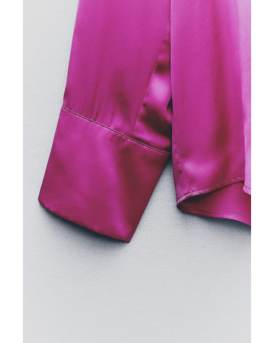ZARA Shirt, Pink Satin Shirt For Women's