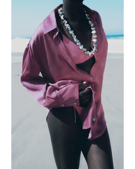 ZARA Shirt, Pink Satin Shirt For Women's