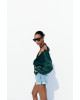 ZARA Shirt, Long Sleeve green Satin Shirt ZARA Shirt, Long Sleeve green Satin Shirt