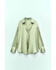 ZARA Shirt, Green Satin Shirt For Women's