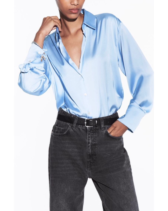 ZARA Shirt, Long Sleeve Satin Shirt For Women's ZARA Shirt, Long Sleeve Satin Shirt For Women's