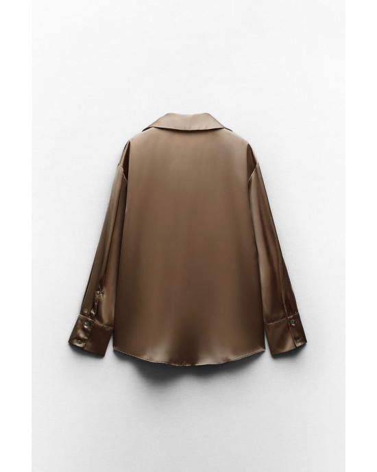 ZARA Shirt, Long Sleeve Satin Shirt For Women's ZARA Shirt, Long Sleeve Satin Shirt For Women's