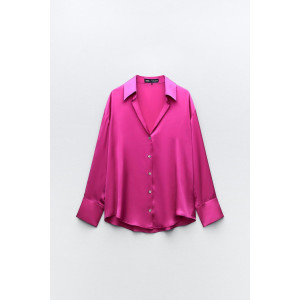ZARA Shirt, Long Sleeve Pink Satin Shirt For Women's