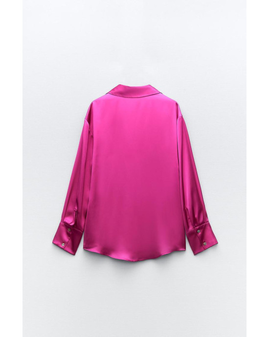 ZARA Shirt, Long Sleeve Pink Satin Shirt For Women's ZARA Shirt, Long Sleeve Pink Satin Shirt For Women's