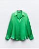 ZARA Shirt, Long Sleeve Green Satin Shirt For Women's ZARA Shirt, Long Sleeve Green Satin Shirt For Women's