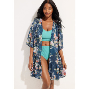 maurices Kimono, Floral Textured Tiered Hem Kimono For Women's