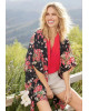 maurices Kimono, Black Floral Tassel Hem Kimono For Women's maurices Kimono, Black Floral Tassel Hem Kimono For Women's