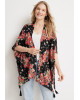 maurices Kimono, Black Floral Tassel Hem Kimono For Women's maurices Kimono, Black Floral Tassel Hem Kimono For Women's