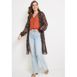 maurices Kimono, Black Floral Kimono For Women's
